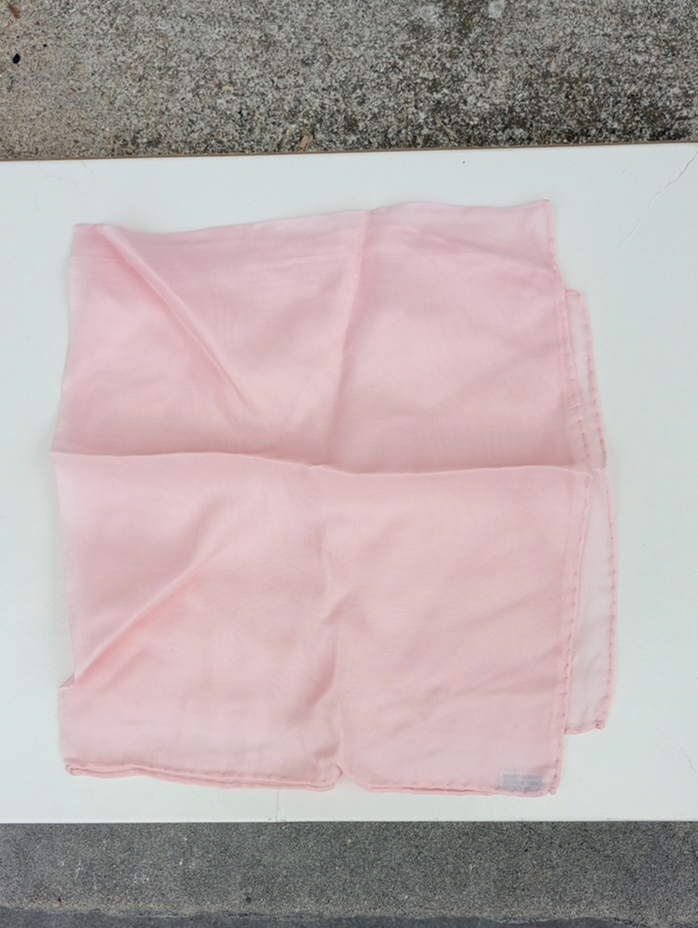 Classic Traditional Silk & Rayon Sheer Pastel Pink Vintage Scarf